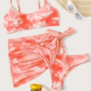 3 Piece Pink Tie-Dye Bikini